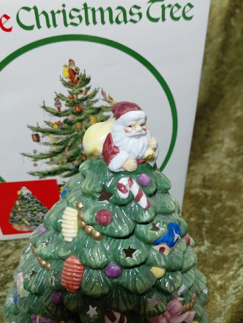 Vintage Spode Green Ceramic Christmas Tree Candle Holder